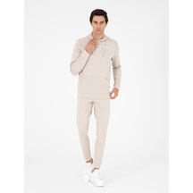 Cacharel Bej Jogger Fit Paçası Lastikli Pamuk Karışımlı Eşofman Altı
