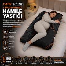 Solnera Hamile Ve Emzirme Yastığı 5 Bölge Ve Tam Vücut Destekli Fermuarlı Yıkanabilir Kılıf Dark Trend Yatak Kumaşı 80 125 Cm