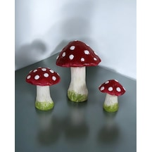 3'lü Mantar Dekoratif Obje Biblo C 0139 - Kırmızı