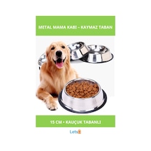 Paslanmaz Çelik Kaymaz Tabanlı Mama Kabı 15 Cm