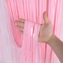 Pastel Pembe Püsküllü Kapı Perdesi 1x2 M Parti Dekorasyonu
