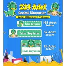 Dinozor Temalı Okul Kreş Kişiye Özel İsim Etiket Seti - Model 463 Çok Renkli