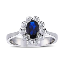 Lova Pırlantalı Oval Safir Anturaj Yüzük - 1070081