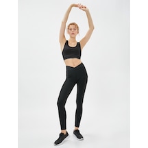 Koton Dikiş Detaylı Spor Tayt Normal Bel Siyah 4wak40169nk 4WAK40169NK999 Siyah