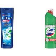 Clear Men Kepeğe Karşı Etkili Şampuan Sport Menthol Ferahlatıcı Mentol Etkisi 350 Ml 1 Domestos Yoğun Kıvamlı Çamaşır Suyu Maksimum Hijyen Dağ Esintisi, 750 Ml 3
