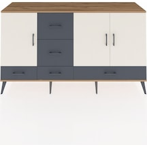 Hyperion Konsol 4 Raflı 5 Çekmeceli 3 Kapaklı 176x44x99 Çam-aytaşı/antrasit Atlas Çam/aytası - Atlas Çam