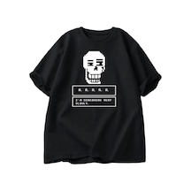 Undertale Oyunu Kafatası Tişört Erkekler Streetwear Kısa Kollu Tee Giyim Erkek Yuvarla Siyah