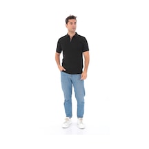Monox Erkek Polo Yaka Fermuarlı Spor Yazlık Triko Tişort Siyah