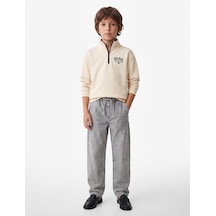 Koton Baskılı Fermuarlı Uzun Kollu Dik Yaka Sweatshirt Bej 7wkb10295tk Ekru