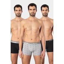 Cacharel Erkek Desenli Likralı Boxer 3'lü Paket 1339/siyah 4 Siyah