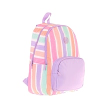 Kaukko Rainbow Kız Çocuk Üç Bölmeli İlkokul Ve Ortaokul Çantası - Mor Çok Renkli Çizgili - K1801 Pembe - Mor