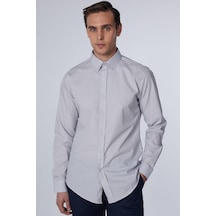 Tudors Slim Fit Uzun Kollu Pamuklu Kolay Ütü Gri Erkek Gömlek-29713-gri Gri