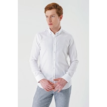 İmza Beyaz Uzun Kollu Oxford Cepsiz %100 Pamuk Klasik Slim Fit Dar Kesim Gömlek 1004240188-beyaz Beyaz