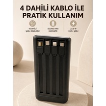 Hızlı Şarj Powerbank 50.000 Mah 4 Dahili Kablolu Led Aydınlatmalı Dijital Göstergeli Taşınabilir Bat
