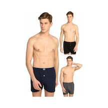Tutku Erkek Siyah 3'Lü Paket Penye Düğmeli Boxer Elf568T0117Ccm3 001