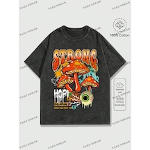 Tarzsokak Kod Trend Street Life Erkek Mantar Ve Harf Baskılı T-shirt Siyah