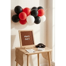 Korsan Temalı Doğum Günü Süsleme Mini Set Kahve Keçe Yazı Panosu Standlı Balon Zincirli Çocuk