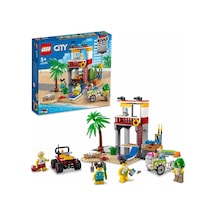 City Plaj Cankurtaran Merkezi 60328 - 5 Yaş Ve Üzeri Çocuklar İçin 4 Minifigür İle Yengeç Ve Kaplumbağa Figürleri İçeren Oyuncak Yapım Seti 211 Parça