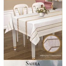 160x260 Cm Kapicino Sahra Polyester Ajurlu Keten Tablecloth Şık Masa Dekoru Renkli
