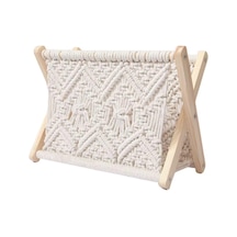 Pamuk Halat Depolama Sepeti, Dokuma Masaüstü Dergisi Rafı, Katlanabilir Mor