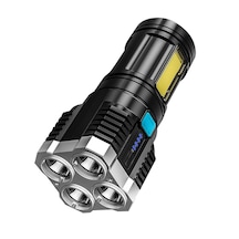 4 Ledli Şarj Edilebilir Çakarlı 4 Mod Outdoor El Feneri -fc954 Siyah