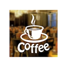 Coffee Sticker Kahve Kafe Çay Fincan Sticker Işyeri Beyaz