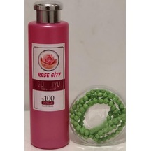 RoseCity Doğal Gülsuyu 380ml Gri Kapak Alana RoseCity Gül Kokulu 99lü Açık Yeşil Namaz Tesbih Hediye