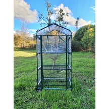 16030 3 Katlı Tekerlekli Portatif Şeffaf Bahçe Serası - 69cm X 49cm X 127cm