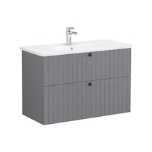 69459 VitrA Root Groove Çift Çekmeceli Lavabo Dolabı, 100 Cm, Mat Gri Yuvarlak Lavabo Dahil Diğer