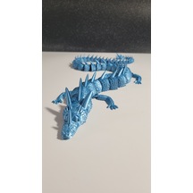 55 Cm 3d Baskı Mavi Ejderha Figürü Hareketli Eklemli Dragon Metalik Görünümlü Dekoratif Masaüstü Süs Koleksiyonluk Hediyelik