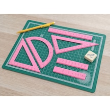 3d Baskı Geometri Cetvel Seti - İletki, Gönye Ve Ölçüm Araçları - Pembe