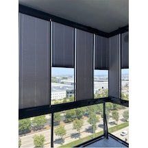 Blind-x Antrasit Plise Katlanır Cam Balkon Perdesi, Ofis Perdesi, Mutfak Perdesi, Salon Perdesi