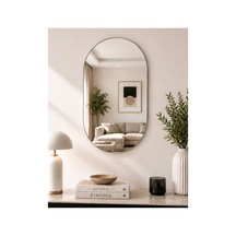 90 Cm X 45 Cm Dekoratif Elips Ayna Gerçek Gümüş Ayna Beyaz