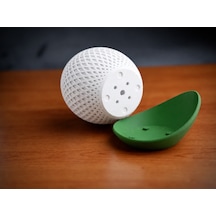 Bezos 3d Baskı Küre Saksı - Kafes Dokulu İki Parçalı Dekoratif Saksı - Beyaz-yeşil Hb006