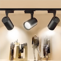 Led 3 Adet 30w Ray Spot Vitrin Mağaza Armatürü1 Metre Raylı Siyah Kasa Beyaz Işık Renk Ray Spot Siyah