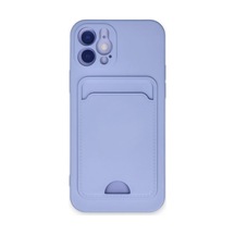 Apple Uyumlu  iPhone 12 Kılıf Kelvin Kartvizitli Silikon - Lila 0.2M-Çok Renkli