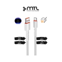 3.4a Usb To Type-c Hızlı Şarj Ve Data Kablosu Hasır 1 Metre Beyaz Mt2015