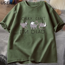 Flood Of Style Opossum Sevgilisi İçin Possum T Shirt Komik Grafik T-shirt Anksiyete Saldırı T Shirt Pamuk Kı Yeşil