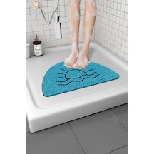 Güneşli Banyo Paspası Kaymaz Taban Yumuşak Esnek Paspas Islak Zemin Hijyenik Paspas 40x60 Cm Mavi
