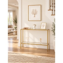 Teknor Gold Metal Gövdeli Şeffaf Camlı Dekoratif Konsol 100 20 85 Cm