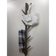 O&Awood Doğal Ahşap Vestiyer, Dekoratif 8 Askılı Portmanto, Ceviz