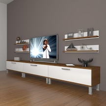 Decoraktiv Eko 270r Slm Krom Ayaklı Tv Ünitesi Tv Sehpası Ceviz - Beyaz