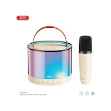 F47 20w Rgb Işıklı 1200 Mah Bluetooth Kablosuz Usb-c Girişli Hoparlör Ve Karaoke Mikrofonu Set