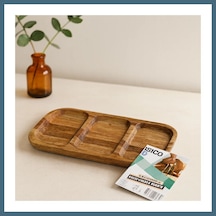Bezos Akasya 3 Bölmeli Ahşap Servis Tepsisi 25x14 Cm Agc