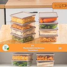 Porsima 5307 8 Li 1 Lt Buzdolabı Ve Difriz Düzenleyici Saklama Kabı Seti - Bpa İçermez, Kapicino, Cappuccino