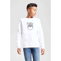 Tshirthane The Town Baskılı Unisex Çocuk Beyaz Sweatshirt Beyaz