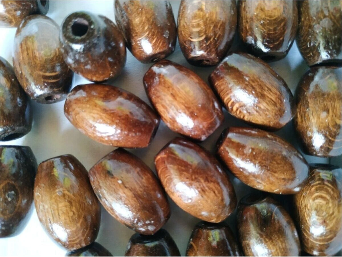 30 Mm Oval Ahşap Boncuk Kahverengi 50 Adet