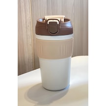 316 L Çelik Kahverengi 450 Ml Pipetli Soğuk Sıcak Kahve El Termos Mug Cin847khv Kahverengi