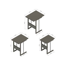 Oven 3'lü Metal Ayaklı Zigon Sehpa - Siyah