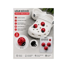 Temungur 3 Adet Uğur Böceği Terlik Süsü 30 Mm Jibbitz Uyumlu Dekoratif Terlik Aksesuarı Kırmızı